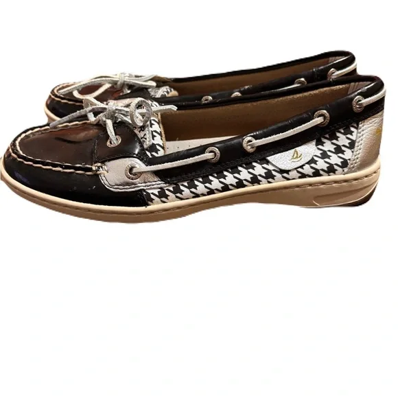 Black Houndstooth Sperrys Size 8 - Picture 3 of 6